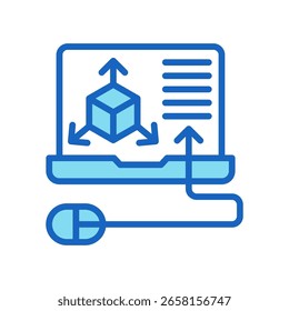 3D Modeling Icon Blue Color Vector Illustration