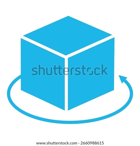 3D Modeling Icon In Blue Monochrome Flat Design, Vector Illustration