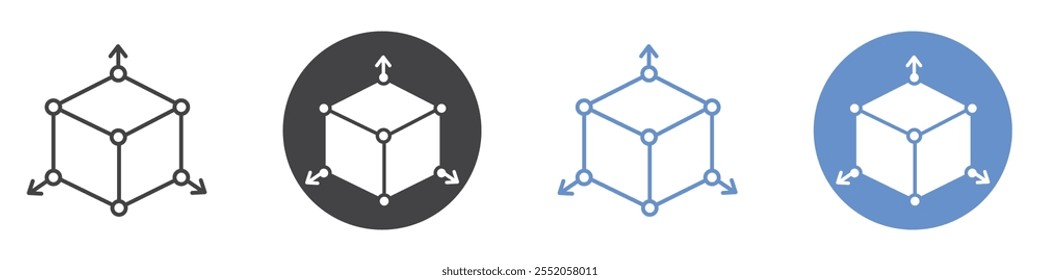 ícone de modelagem 3D conjunto de símbolos de linha plana.