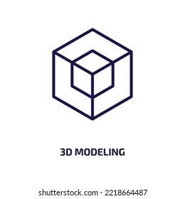 3d modeling icon from general collection. Thin linear 3d modeling, model, circle outline icon isolated on white background. Line vector 3d modeling sign, symbol for web and mobile