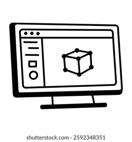 3d modeling icon in hand drawn style 