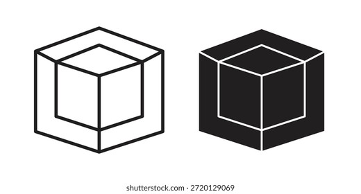 Ilustración de icono de modelado 3D, Vector de línea delgada, signo de Diseño web,
