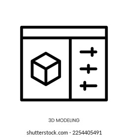 3d modeling icon. Line Art Style Design Isolated On White Background