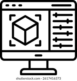 3D Modeling Icon Line Vector Illustration