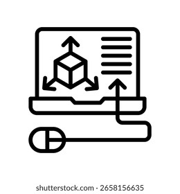 3D Modeling Icon Line Vector Illustration