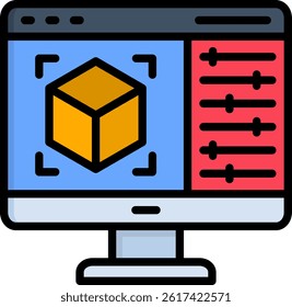 3D Modeling Icon Lineal Color Vector Illustration