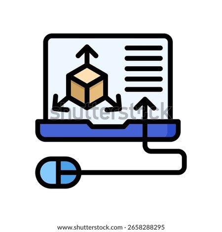 3D Modeling Icon Lineal Color Vector Illustration