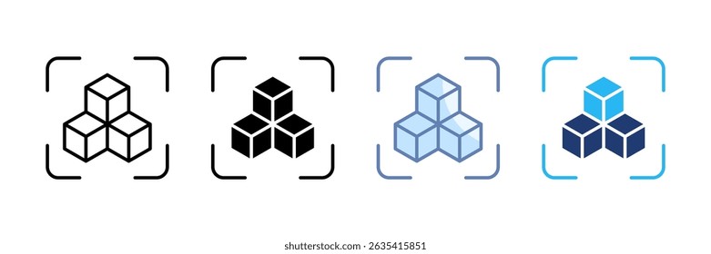 Ícone de modelagem 3D definir coleção de vários estilos