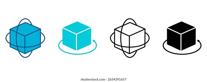 Ícone De Modelagem 3D Definido Com Vários Estilos. Ilustração de vetor