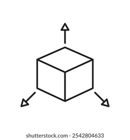 3D modeling icon simple black line style.