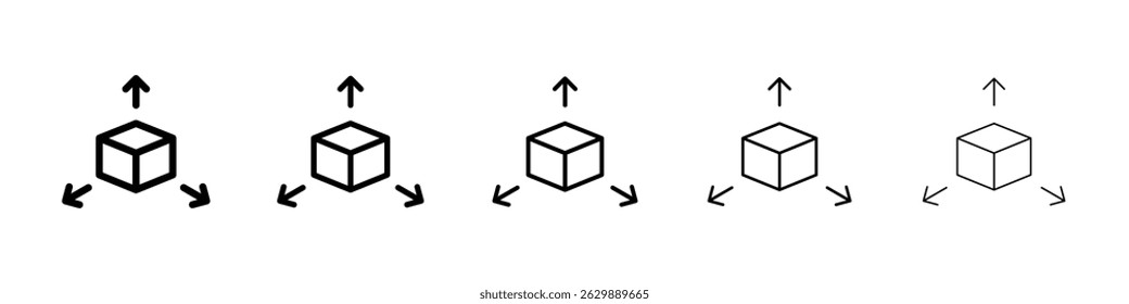 3D modeling icon Simple thin line flat symbol