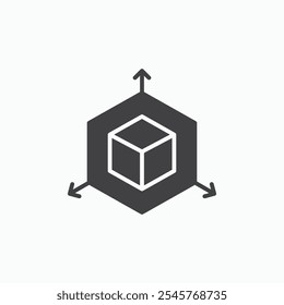 3D modeling icon in solid style.