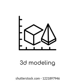 3d modeling icon. Trendy modern flat linear vector 3d modeling icon on white background from thin line general collection, editable outline stroke vector illustration