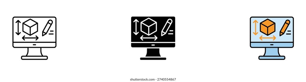 3D modeling icon vector. Digital graphic design software symbol for creative engineering. Vector Illustration.