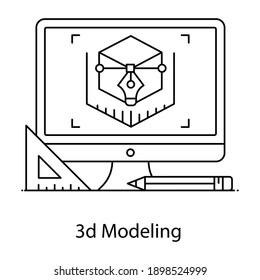 
3d Modeling Linear Icon, Dimensional 