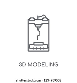 3d modeling linear icon. Modern outline 3d modeling logo concept on white background from General collection. Suitable for use on web apps, mobile apps and print media.