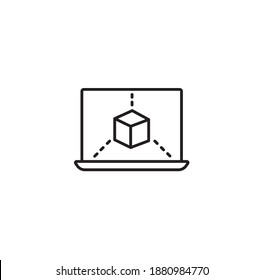 3d modeling simple thin line icon vector illustration