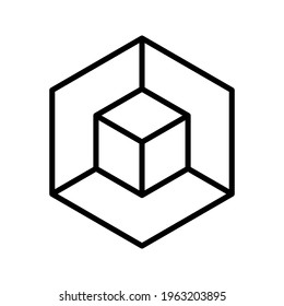 3D Modeling Thin Line Vector Icon  color editable