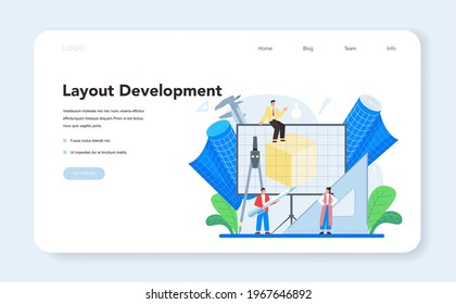 3D modeling web banner or landing page. Digital drawing