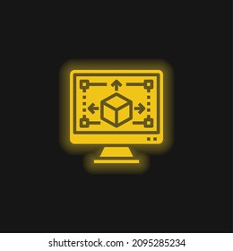 3d Modeling yellow glowing neon icon