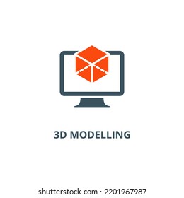 3D modelling icon vector illustration concept isolated on white background used for web and mobile