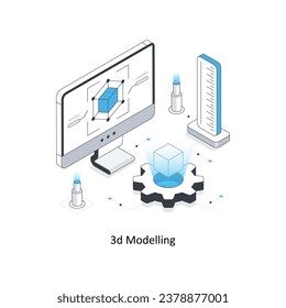 3D-Modellierung isometrischer Stockillustration. EPS-Datei