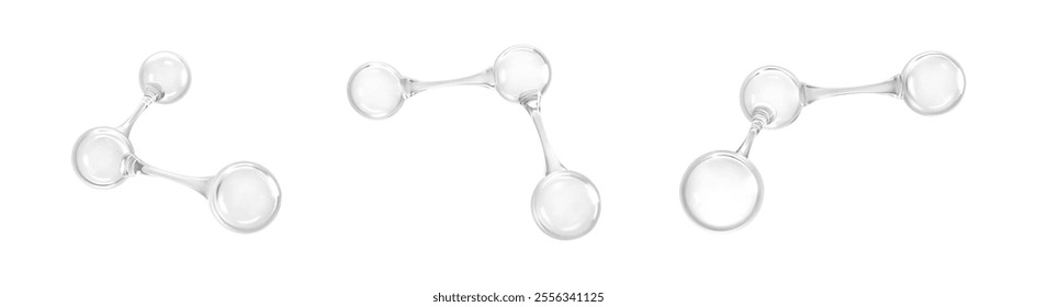 3D models molecules or atoms. 3d abstract molecular structures isolated on white background. Concept of biochemical, pharmaceutical, beauty, medical. Science or medical. Vector illustration