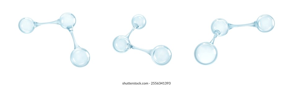 3D models molecules or atoms. 3d abstract molecular structures isolated on white background. Concept of biochemical, pharmaceutical, beauty, medical. Science or medical. Vector illustration