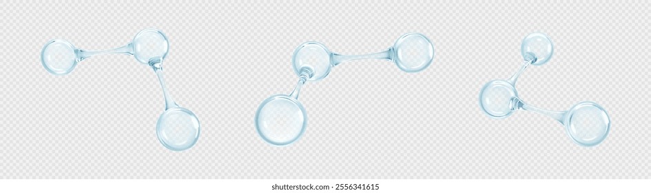 3D models molecules or atoms. 3d abstract molecular structures isolated on transparent background. Concept of biochemical, pharmaceutical, beauty, medical. Science or medical. Vector illustration