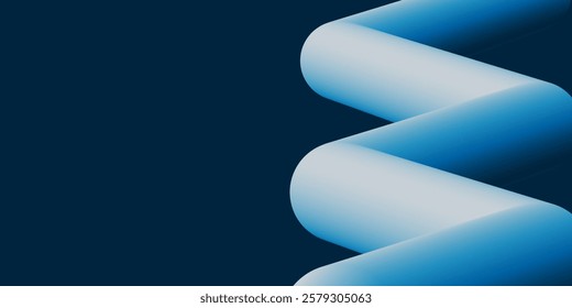 3D Modern abstract background featuring a lit tubular zigzag shape colored in blue and white gradients. A sleek and futuristic digital design, perfect for technology, business, and creative projects