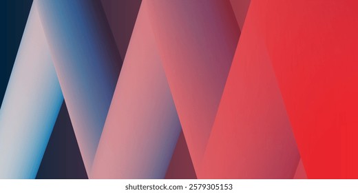 3D Modern abstract background featuring a tubular zigzag shapes in red, blue and grey gradients. A sleek and futuristic digital design, perfect for technology, business, and creative projects