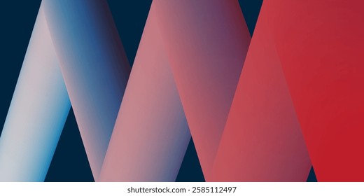 3D Modern abstract background featuring a tubular zigzag shapes in red, blue and grey gradients. A sleek and futuristic digital design, perfect for technology, business, and creative projects