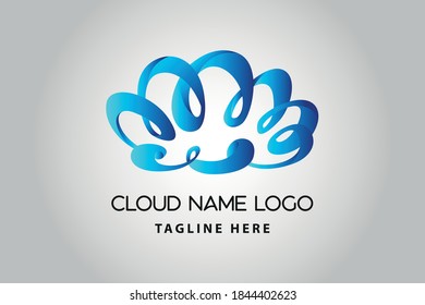 3D Modernes, abstraktes Cloud-Symbol-Logo-Design. Vorlage für das Technologiespeicherkonzept