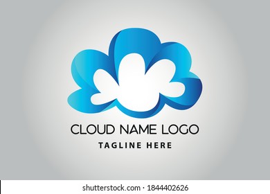 3D Diseño del logotipo del icono de nube abstracto moderno. Plantilla de concepto de almacenamiento de tecnología