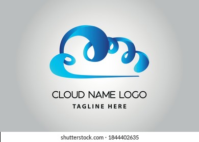 3D Modern abstract cloud icon logo design. Technology storage concept template