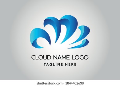 3D Modern abstract cloud icon logo design. Technology storage concept template