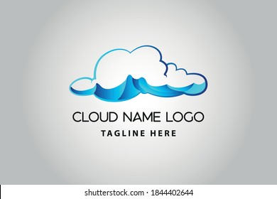 3D Modern abstract cloud icon logo design. Technology storage concept template