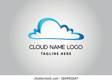 3D Modernes, abstraktes Cloud-Symbol-Logo-Design. Vorlage für das Technologiespeicherkonzept
