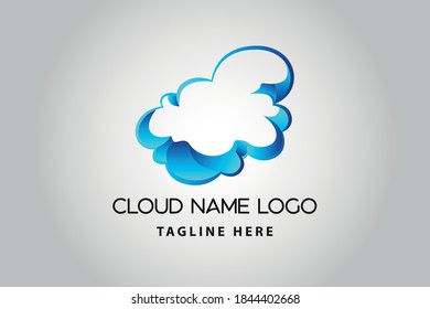 3D Modern abstract cloud icon logo design. Technology storage concept template