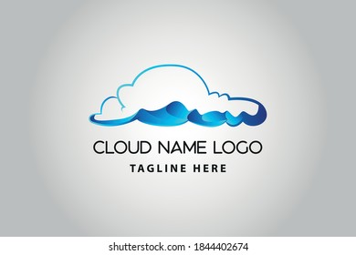 3D Modern abstract cloud icon logo design. Technology storage concept template