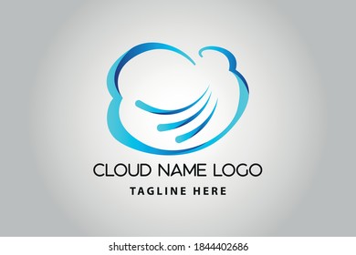 3D Modern abstract cloud icon logo design. Technology storage concept template
