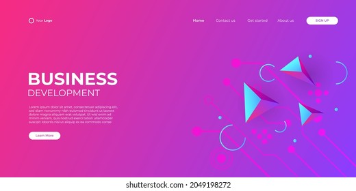 3D modern abstract presentation background. Elegant minimal background. Abstract decoration, geometric, halftone, gradients, 3d Vector illustration. Technology pink red background