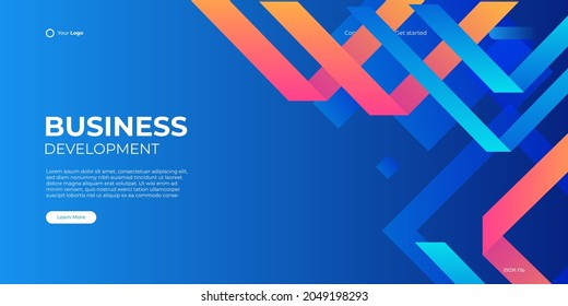 3D modern abstract presentation background. Elegant minimal background. Abstract decoration, geometric, halftone, gradients, 3d Vector illustration. Dark blue and orange background