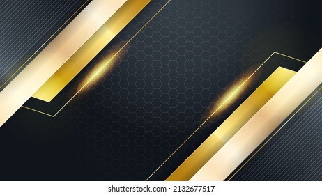 3D modern abstract presentation background. Luxury paper cut background. Abstract decoration, golden pattern, halftone gradients, 3d Vector illustration. Black gold background 