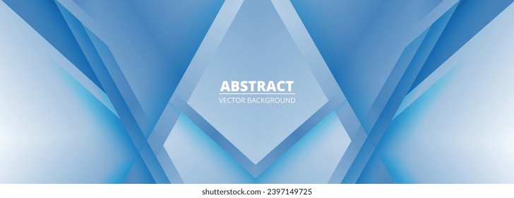 3D modern abstract wide banner background with arrow shapes and lines. Blue vector illustration.