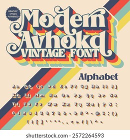 3D Modern Avhokd script Retro Vintage Display bold Font alphabet