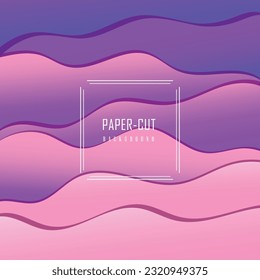 3D Modern Background With Paper Cut Wavy Shapes, Pink, Purple Color Vector Design Layout For Templates, Abstract Color Carving Art