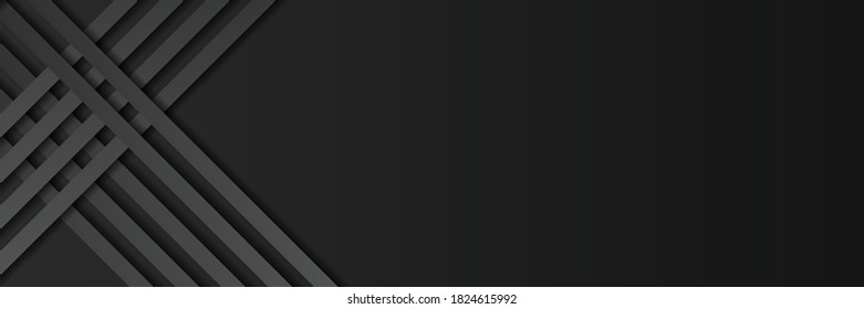 3D modern black background with line stripe overlap for presentation design. Abstract decoration, golden pattern, line gradients, simple 3d vector illustration