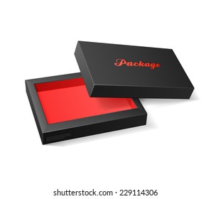3D Modern Candy Open Box, Black And Red: EPS10 