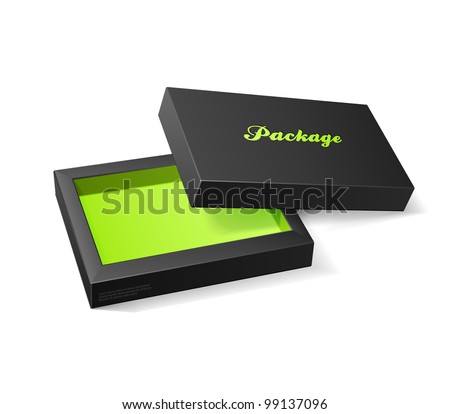 3D Modern Candy Open Box, Black And Green: EPS10